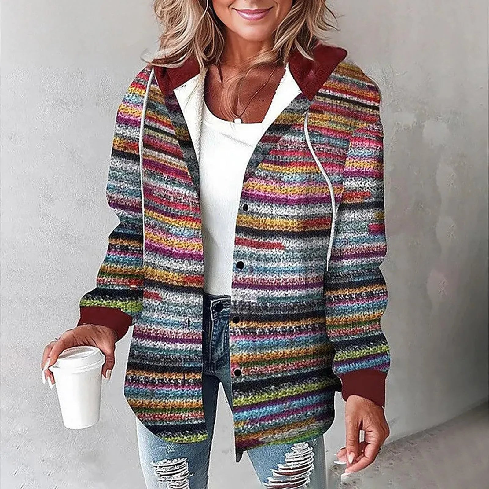Sandie | Check Casual Hooded Jacket