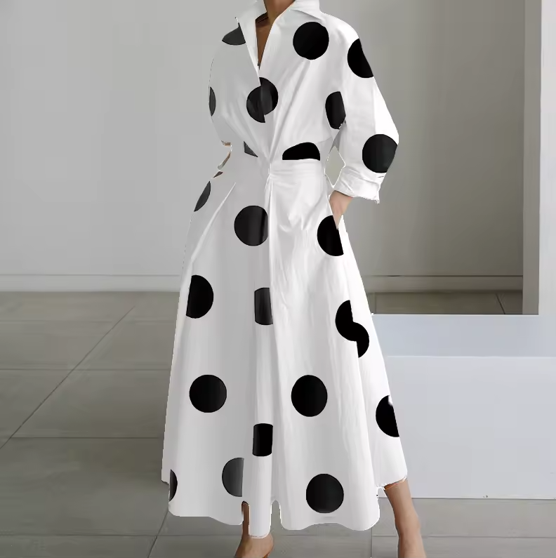 Estelle - Collared Shirt Dress with Button-Down Front and Cinched Waist - Brighter Fashion