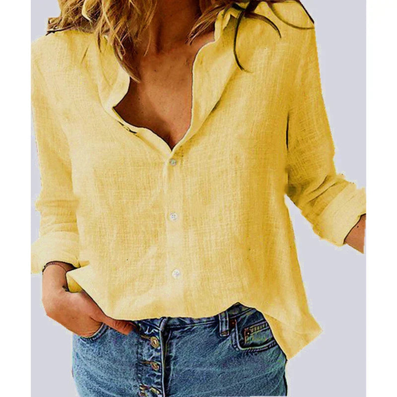 Scarlett - Relaxed Bird-Print Button-Up Blouse - Brighter Fashion
