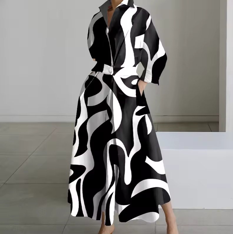 Estelle - Collared Shirt Dress with Button-Down Front and Cinched Waist - Brighter Fashion