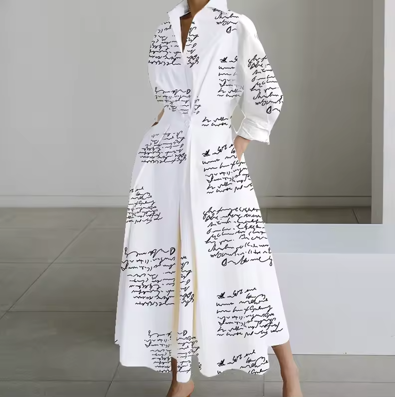 Estelle - Collared Shirt Dress with Button-Down Front and Cinched Waist - Brighter Fashion