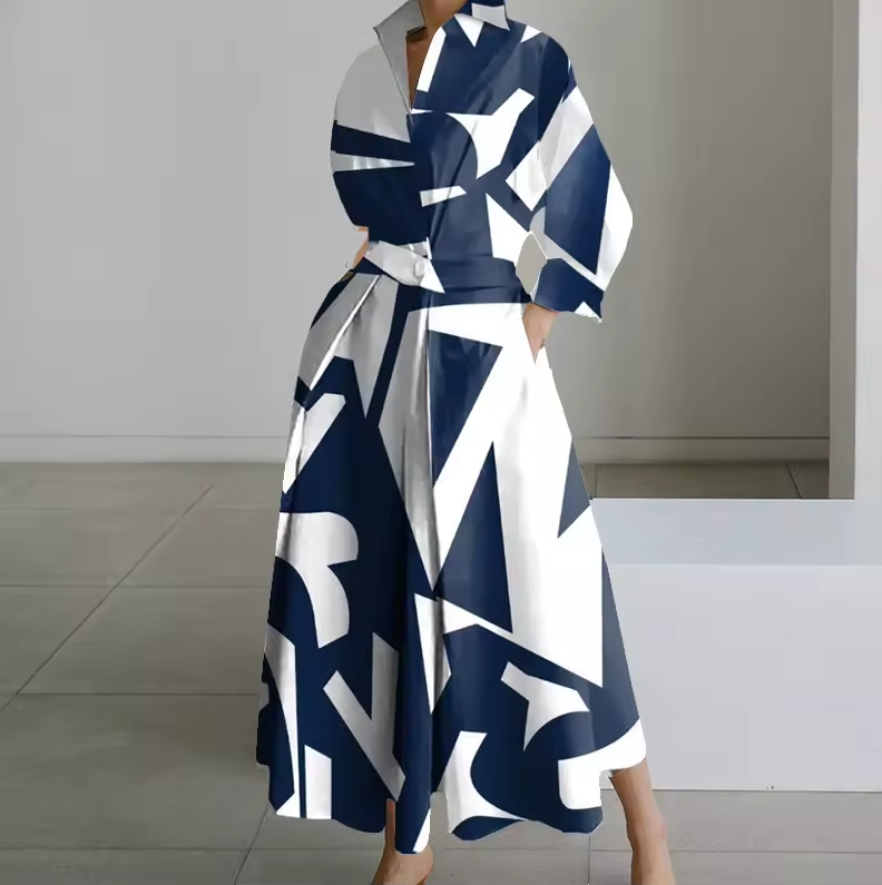 Estelle - Collared Shirt Dress with Button-Down Front and Cinched Waist - Brighter Fashion