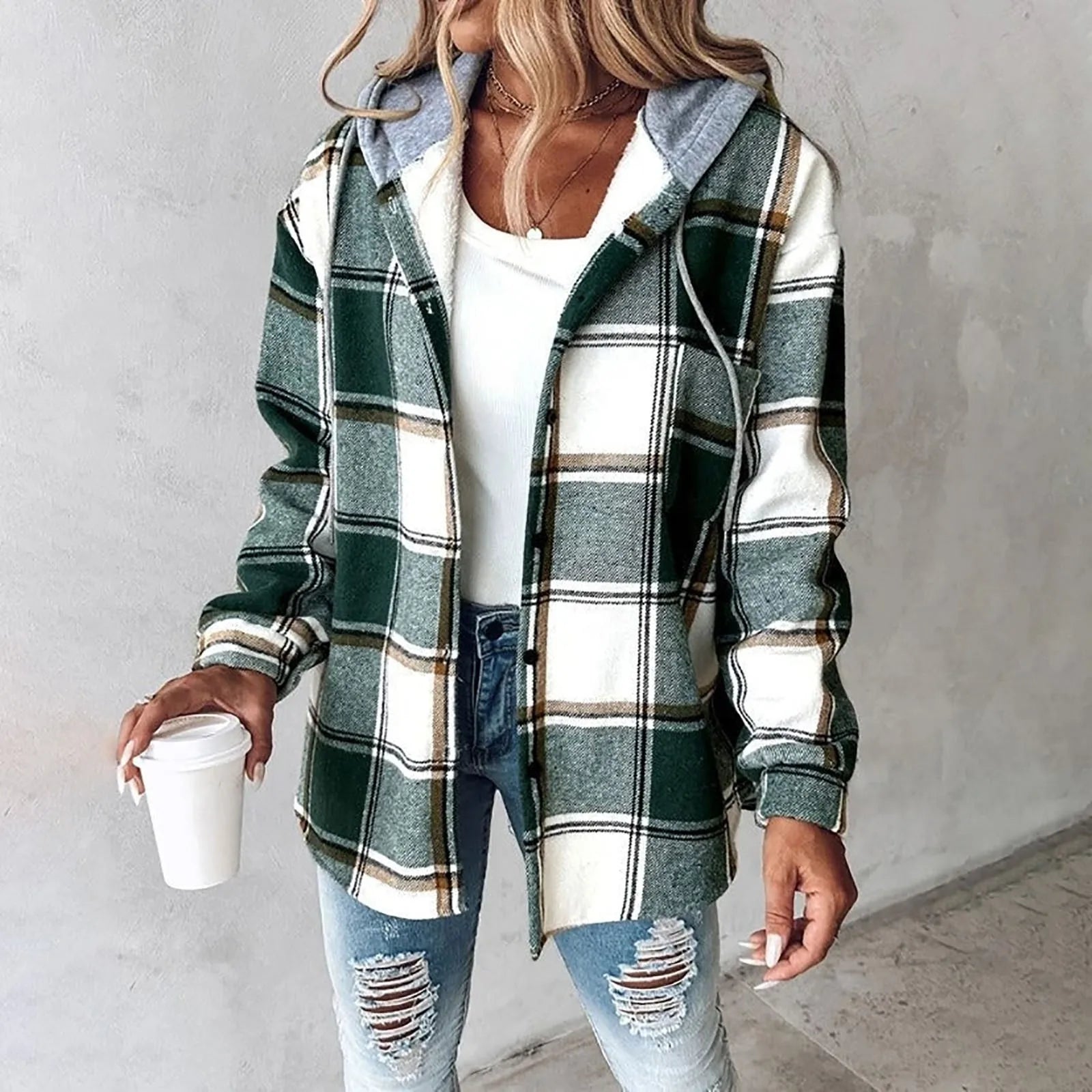 Sandie | Check Casual Hooded Jacket