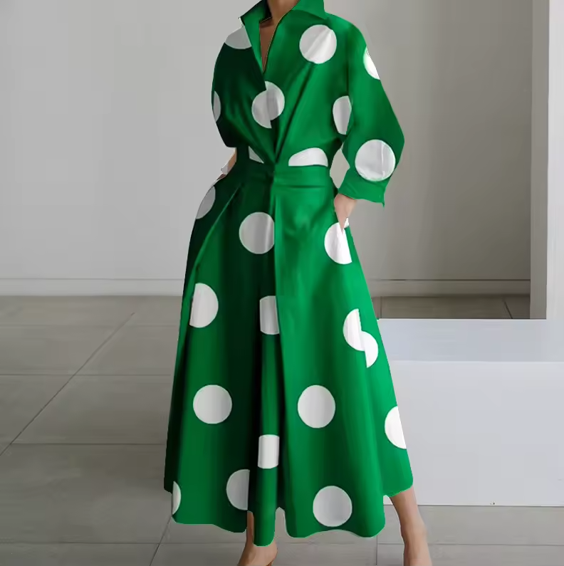 Estelle - Collared Shirt Dress with Button-Down Front and Cinched Waist - Brighter Fashion