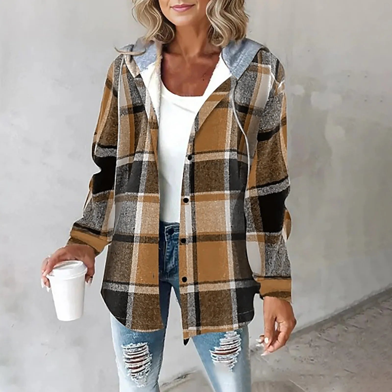 Sandie | Check Casual Hooded Jacket