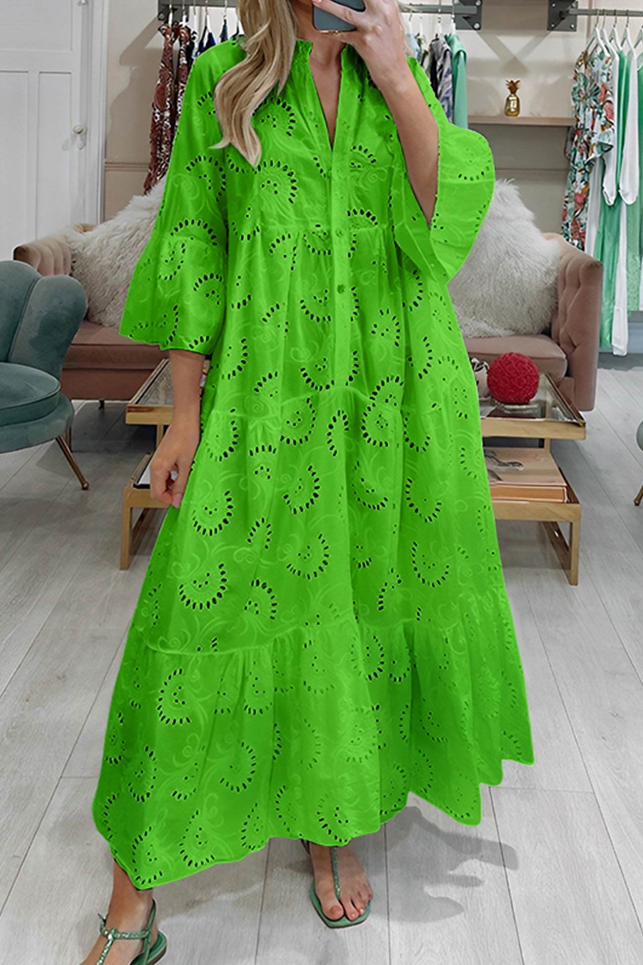 Florence - Bohemian Embroidered Cotton Maxi Dress - Brighter Fashion