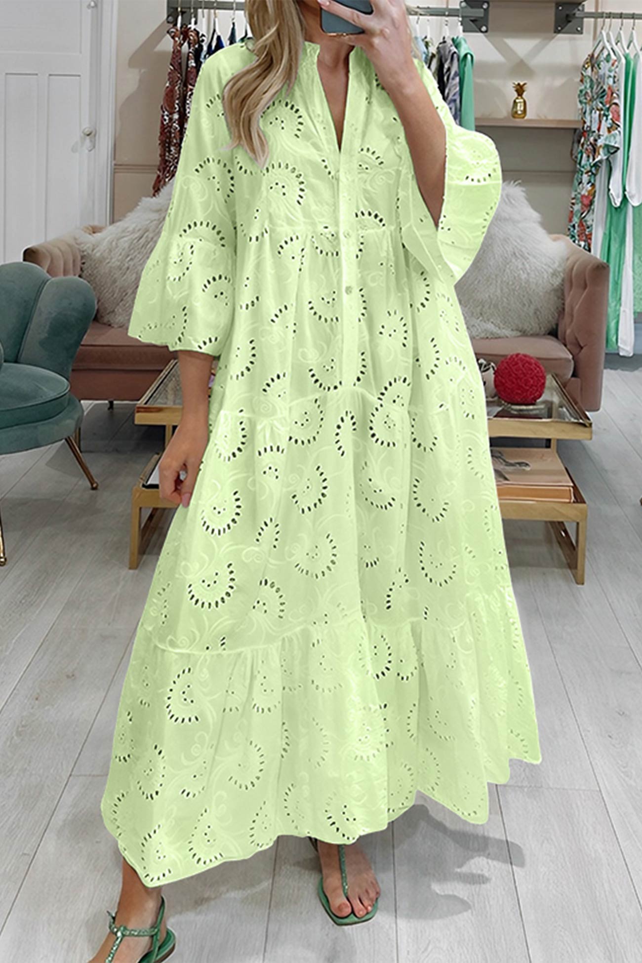 Florence - Bohemian Embroidered Cotton Maxi Dress - Brighter Fashion