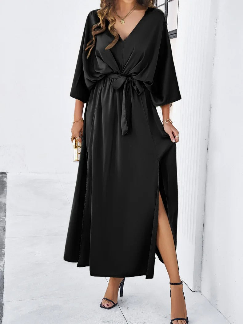 Bella - V-Neck Spring Midi Dress - Brighter Fashion