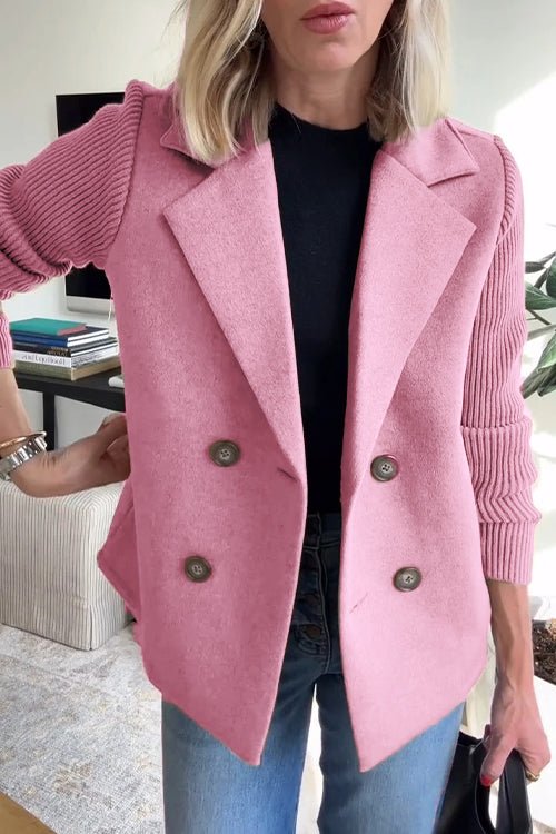 Amora | Elegant Knit-Sleeve Blazer - Brighter Fashion