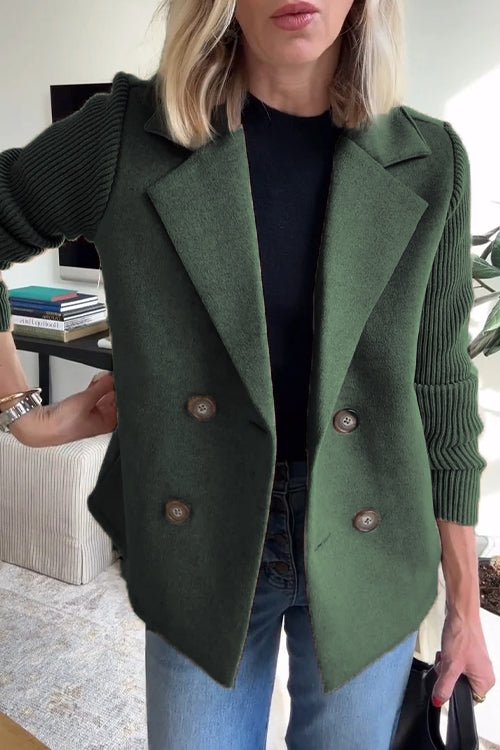 Amora | Elegant Knit-Sleeve Blazer - Brighter Fashion