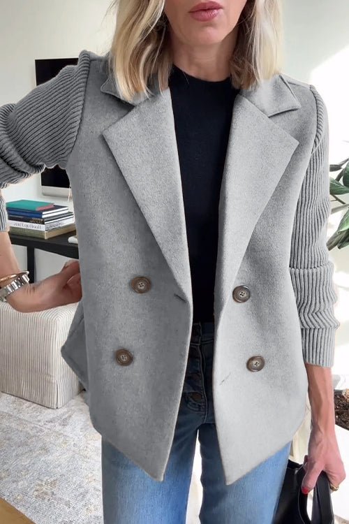 Amora | Elegant Knit-Sleeve Blazer - Brighter Fashion
