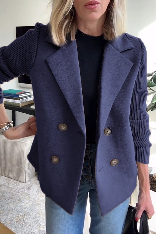 Amora | Elegant Knit-Sleeve Blazer - Brighter Fashion