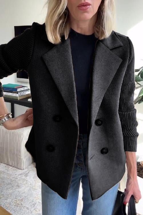 Amora | Elegant Knit-Sleeve Blazer - Brighter Fashion