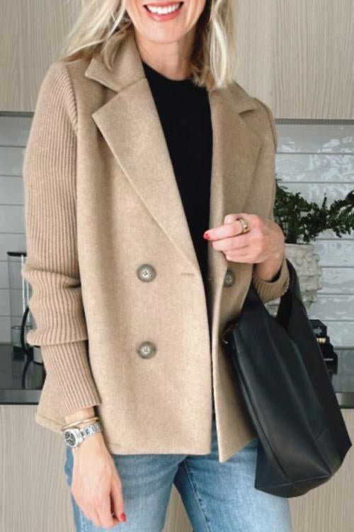 Amora | Elegant Knit-Sleeve Blazer - Brighter Fashion