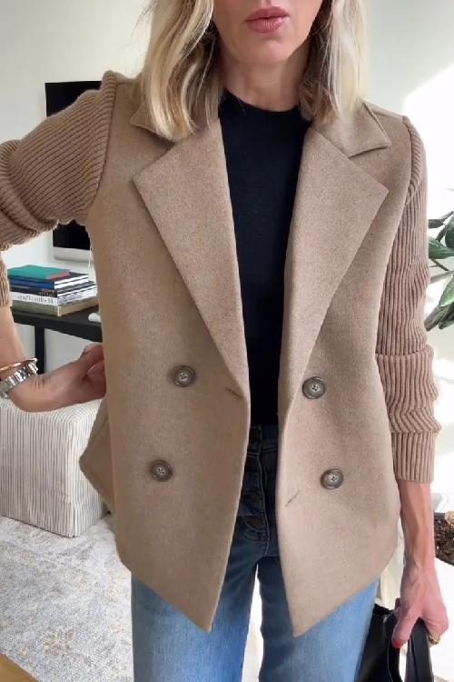Amora | Elegant Knit-Sleeve Blazer - Brighter Fashion