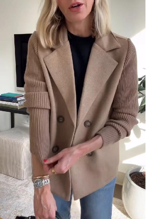 Amora | Elegant Knit-Sleeve Blazer - Brighter Fashion