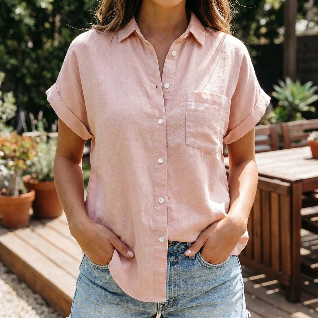 Ismera | Women’s Relaxed Short Sleeve Button Front Shirt