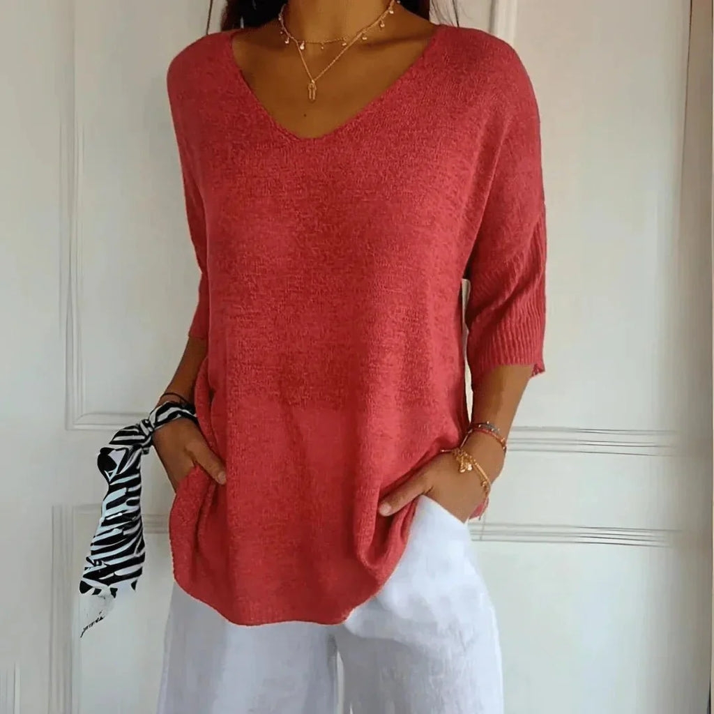 Noelia | Casual Lightweight V-Neck Sweater - Brighter Fashion