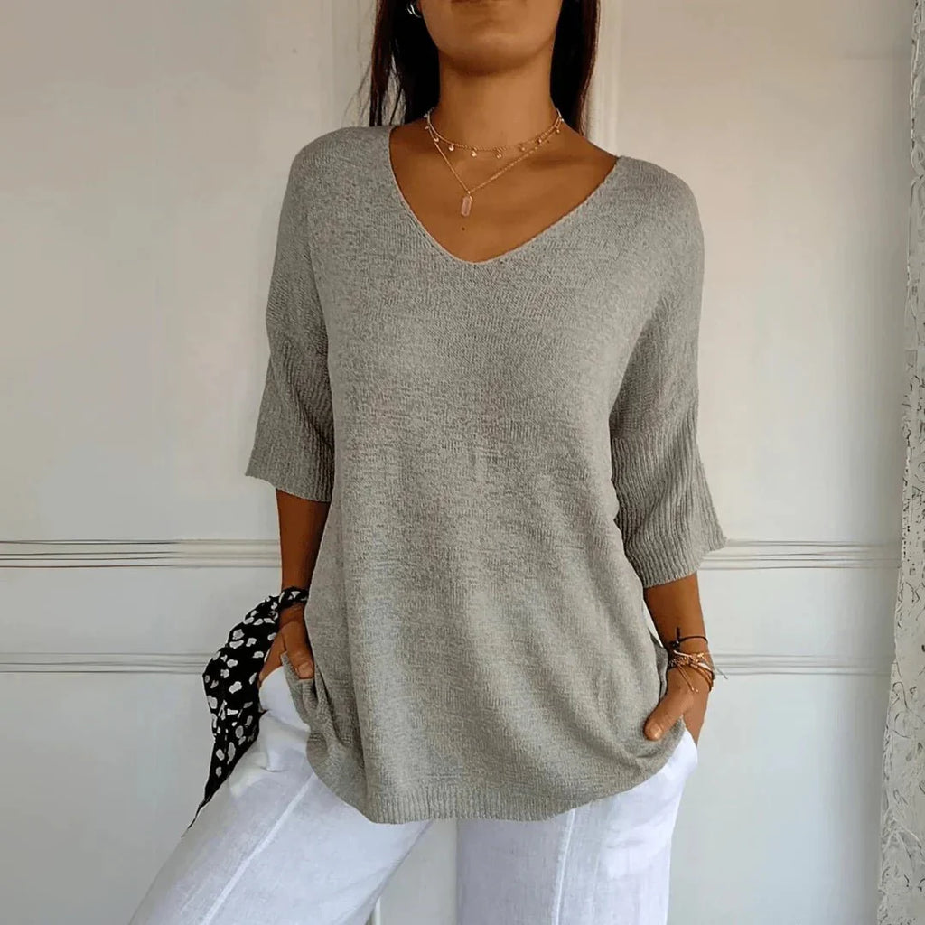 Noelia | Casual Lightweight V-Neck Sweater - Brighter Fashion