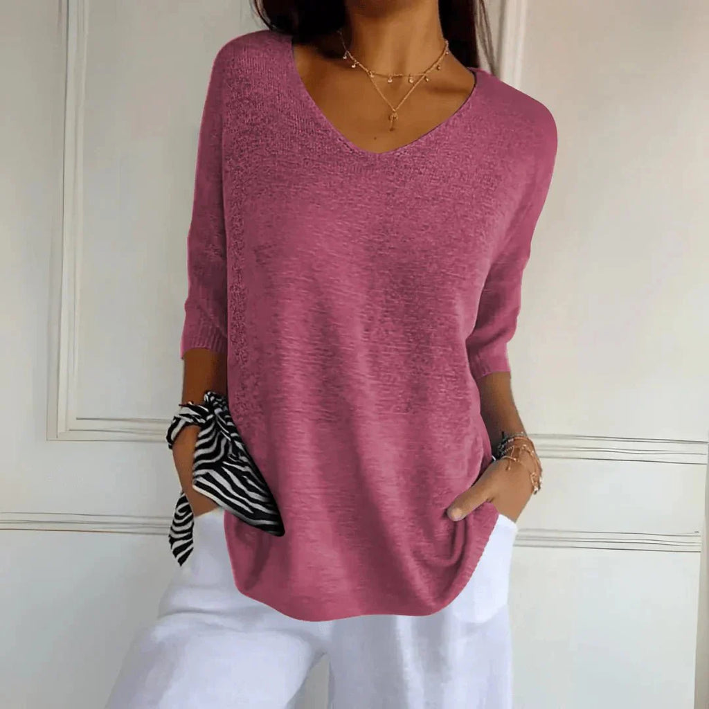 Noelia | Casual Lightweight V-Neck Sweater - Brighter Fashion