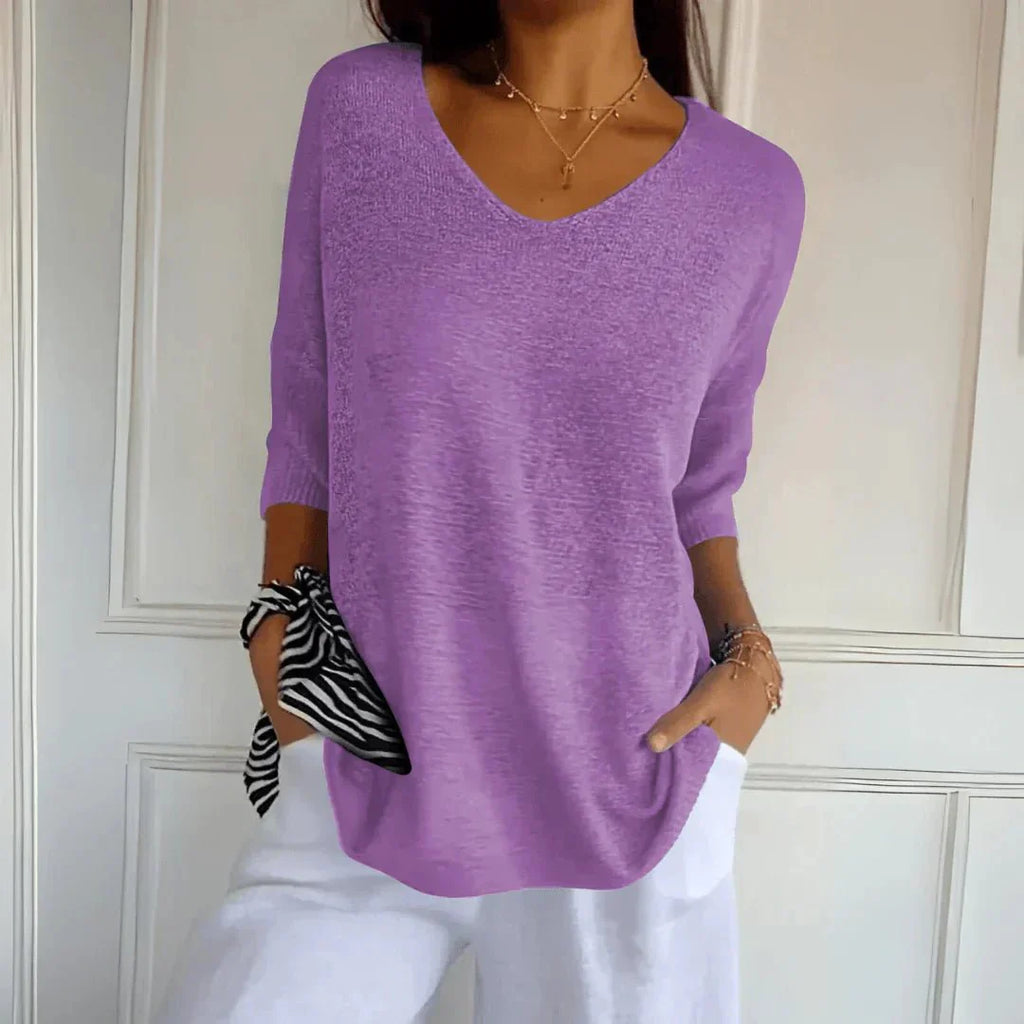 Noelia | Casual Lightweight V-Neck Sweater - Brighter Fashion