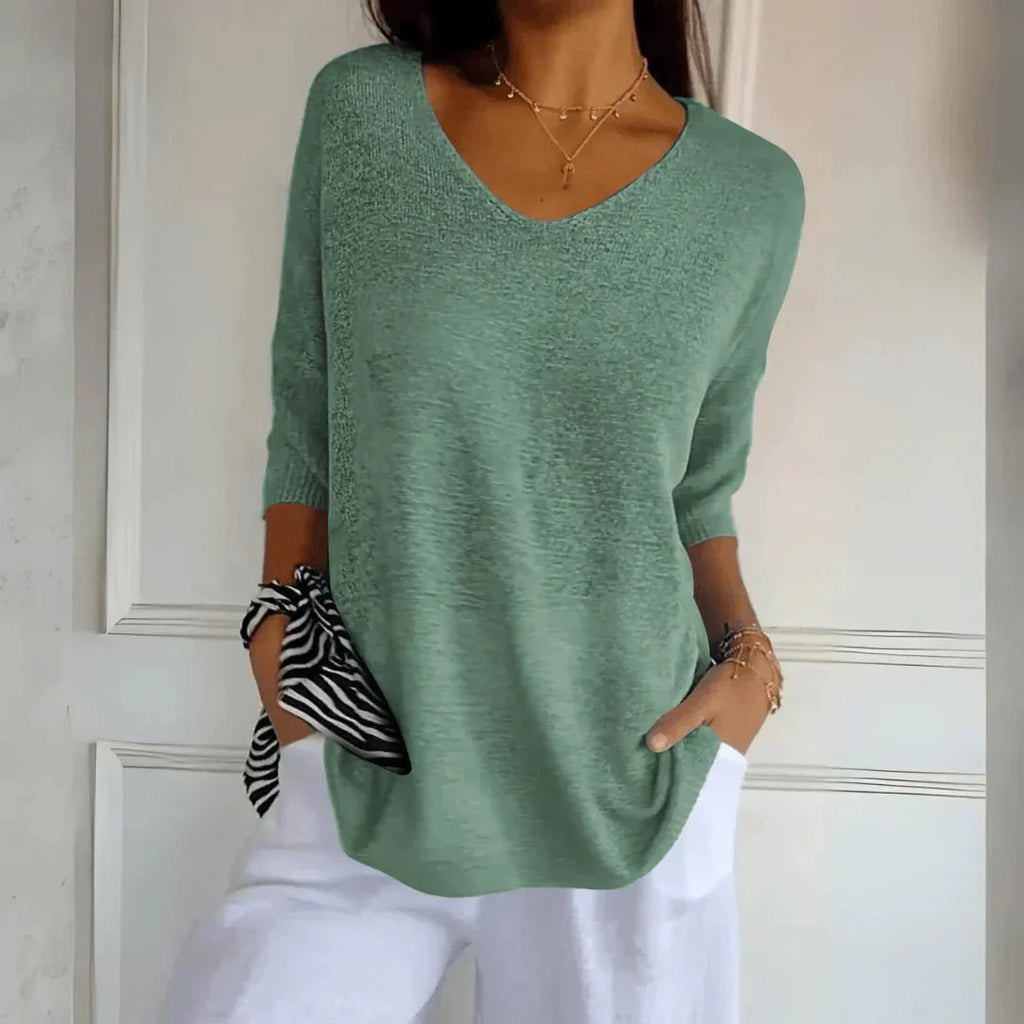 Noelia | Casual Lightweight V-Neck Sweater - Brighter Fashion