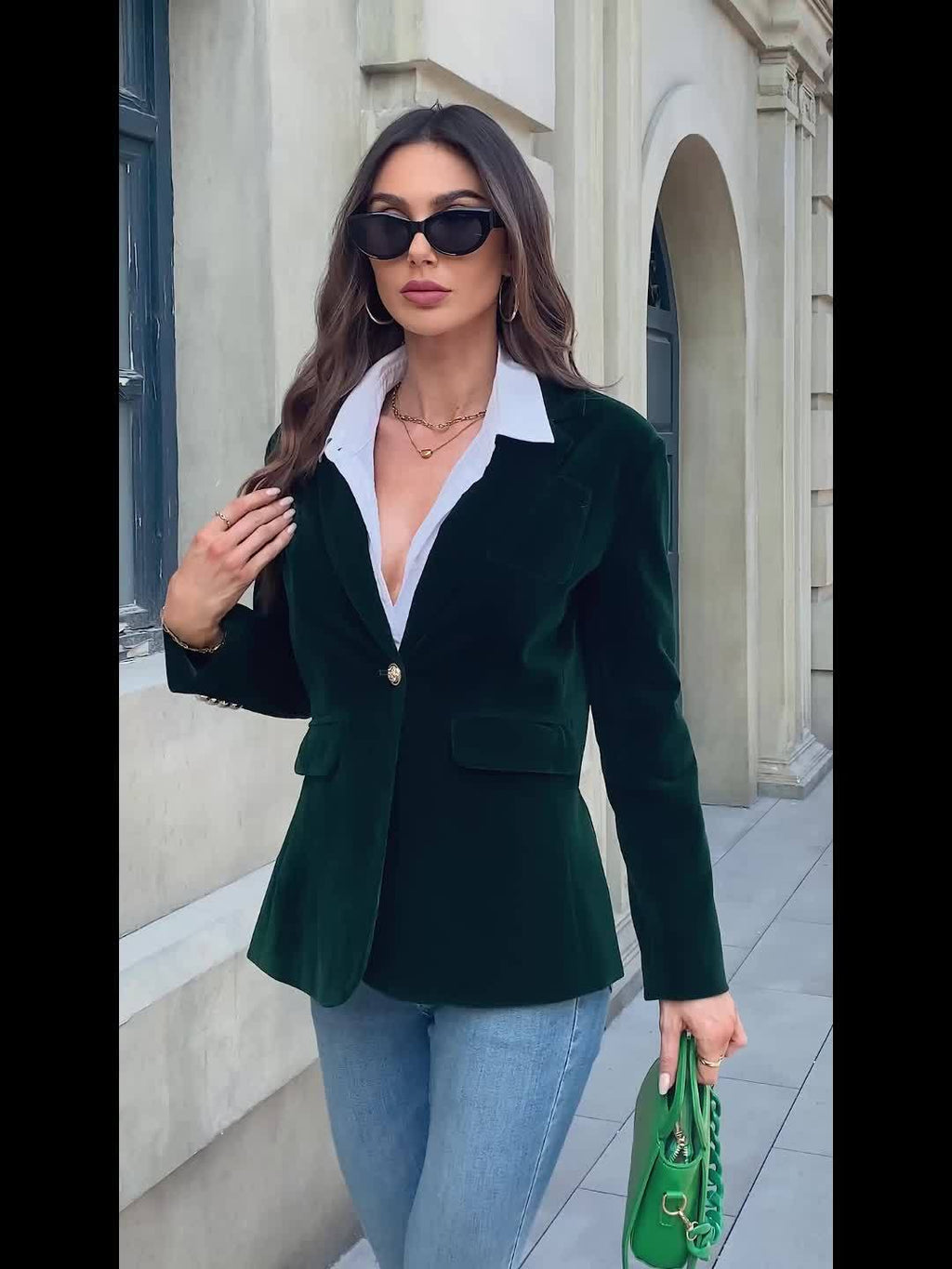 Addison - Velvet Blazer with Gold Button Accents Timeless Luxury with a Modern Edge - Brighter Fashion