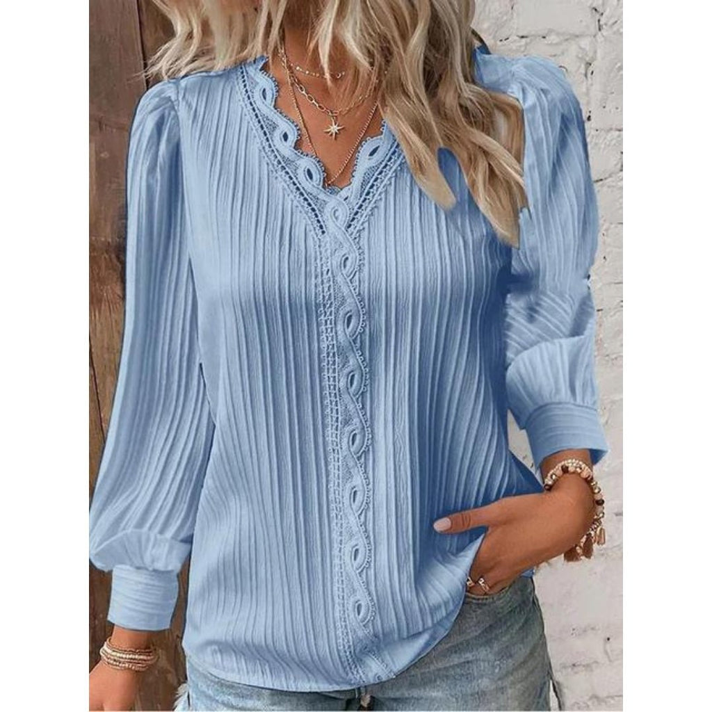 Celestine | Elegant Lace Detail Blouse - Brighter Fashion