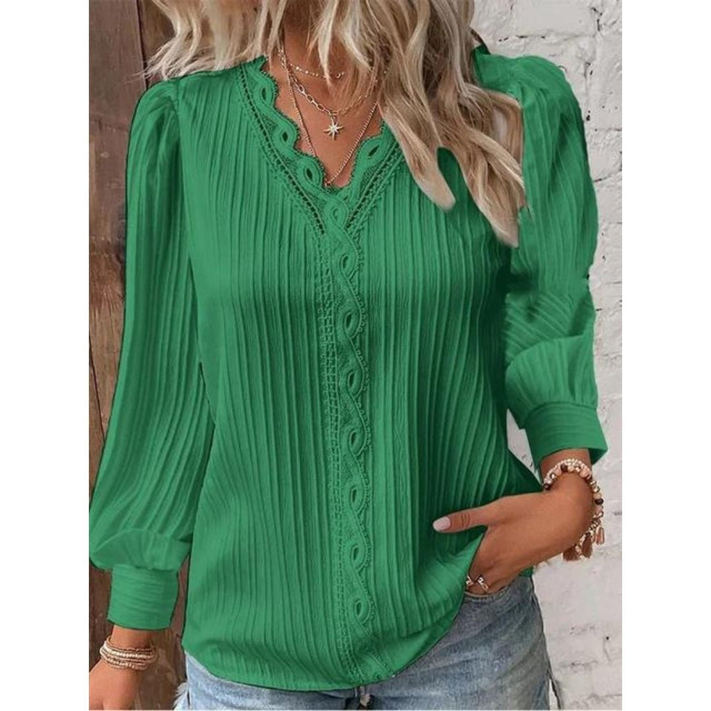 Celestine | Elegant Lace Detail Blouse - Brighter Fashion