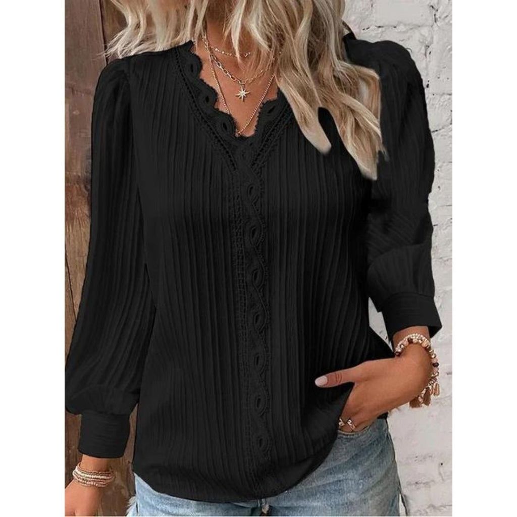Celestine | Elegant Lace Detail Blouse - Brighter Fashion