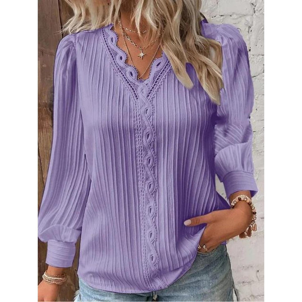 Celestine | Elegant Lace Detail Blouse - Brighter Fashion