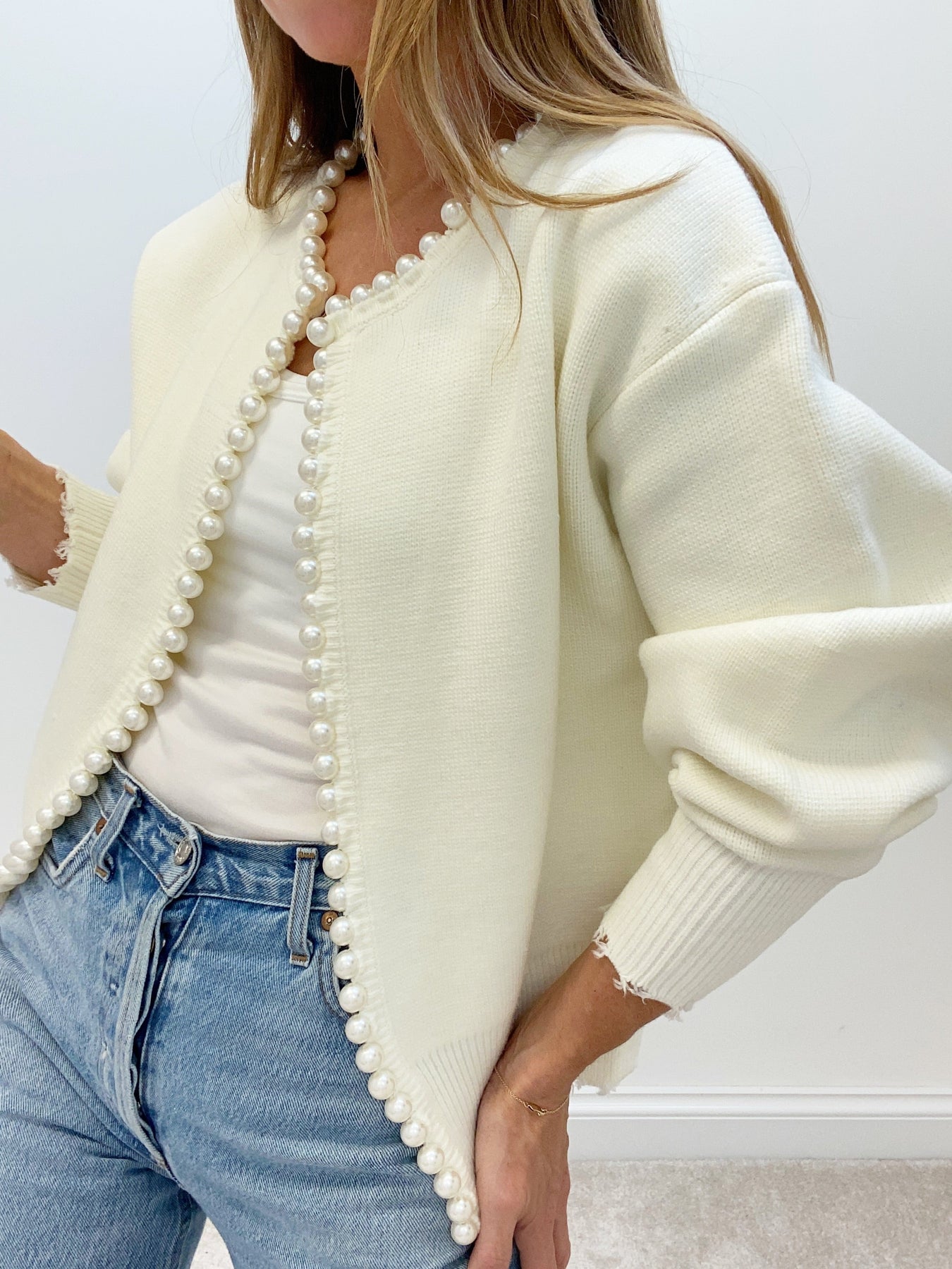 Celina | Pearl-Trimmed Statement Cardigan