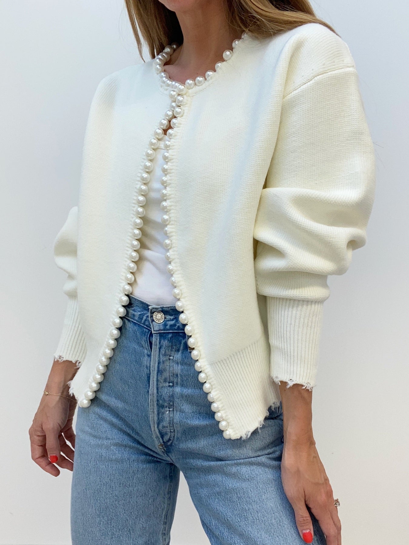 Celina | Pearl-Trimmed Statement Cardigan