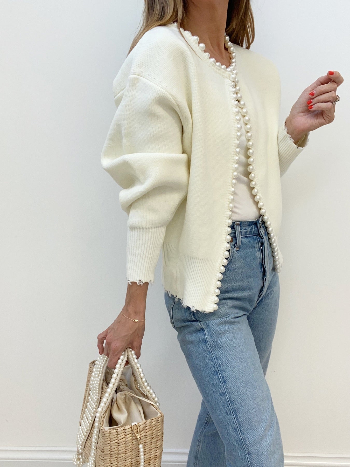 Celina | Pearl-Trimmed Statement Cardigan