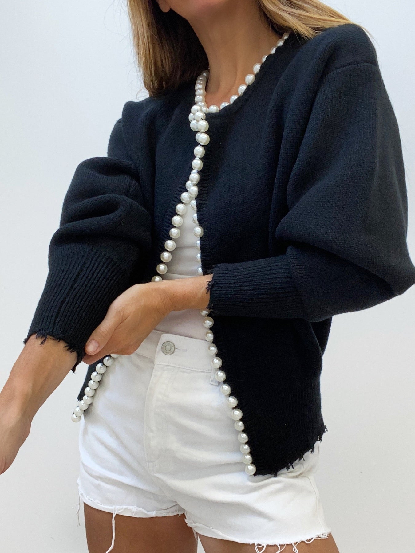 Celina | Pearl-Trimmed Statement Cardigan
