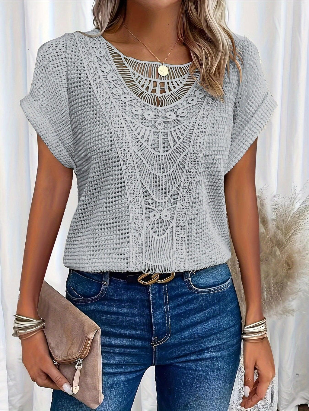 Clio | Knitted Top with Intricate Detailing - Brighter Fashion