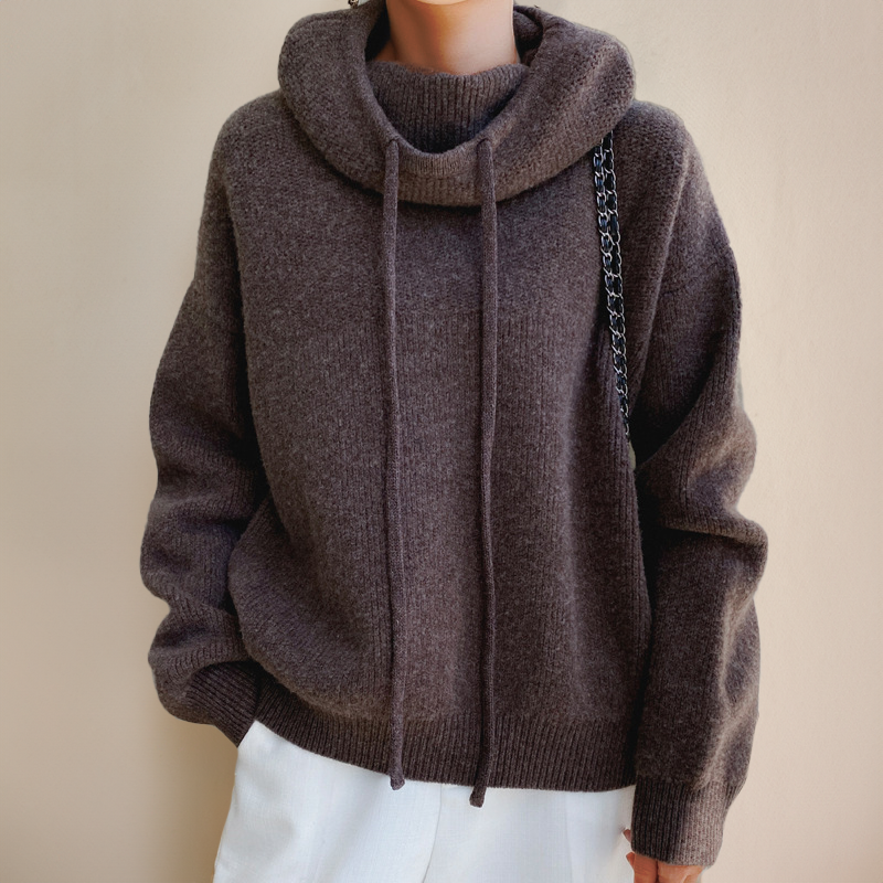 Courtney | Oversized Soft Knit Hoodie Sweater Hides Muffin Top and Bloating