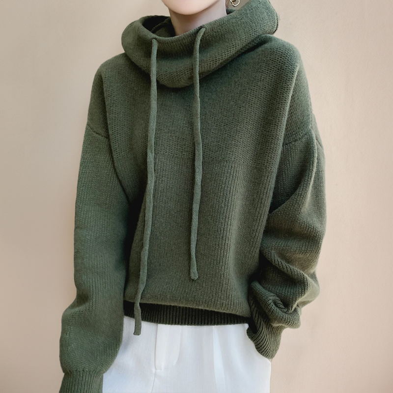 Courtney | Oversized Soft Knit Hoodie Sweater Hides Muffin Top and Bloating