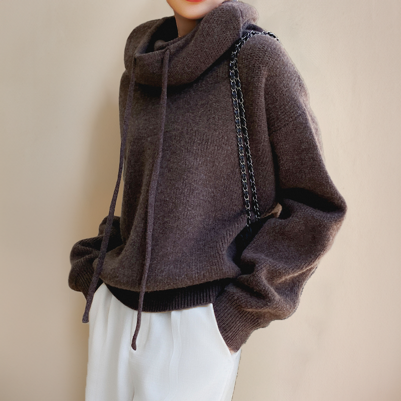 Courtney | Oversized Soft Knit Hoodie Sweater Hides Muffin Top and Bloating
