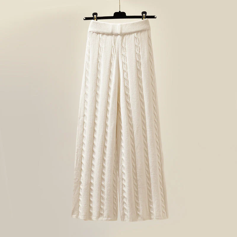 Nia | 3pc Knit Set Wide Leg Pants Turtleneck Sweater Puffer Vest For Coverage