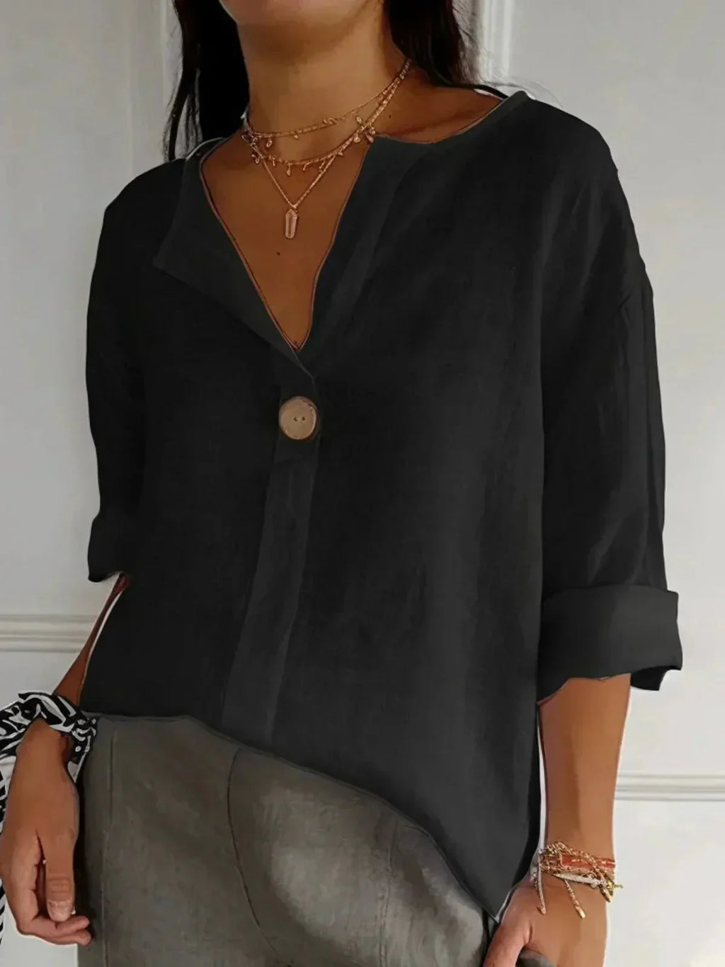 Elowen | V-Neck Casual Blouse - Brighter Fashion