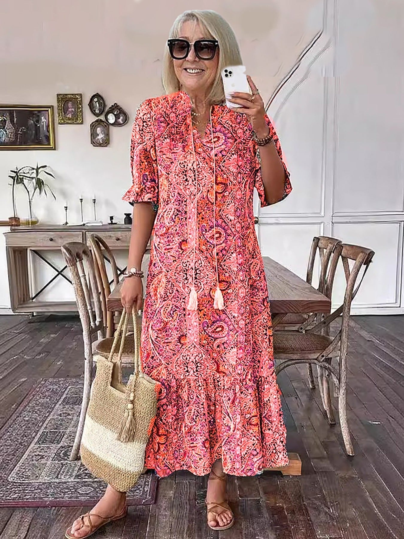 Leontine | Boho Print Maxi Dress