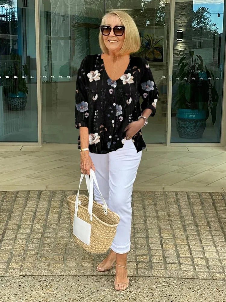 Flora | Elegant Floral Button Blouse