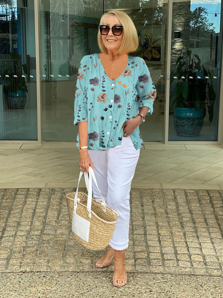 Flora | Elegant Floral Button Blouse