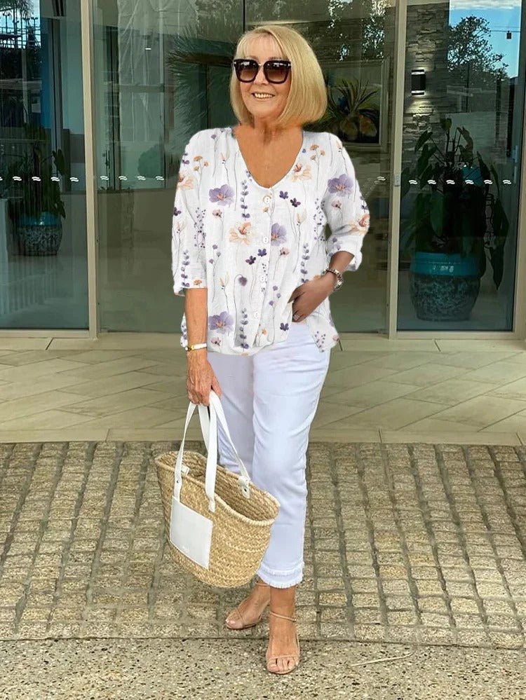 Flora | Elegant Floral Button Blouse