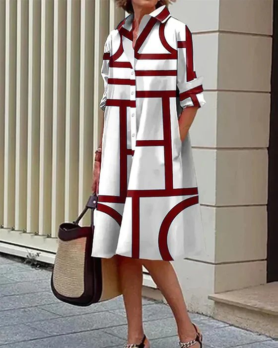 Isabella - Women Geometric Print Dress - Brighter Fashion