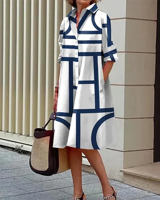 Isabella - Women Geometric Print Dress - Brighter Fashion