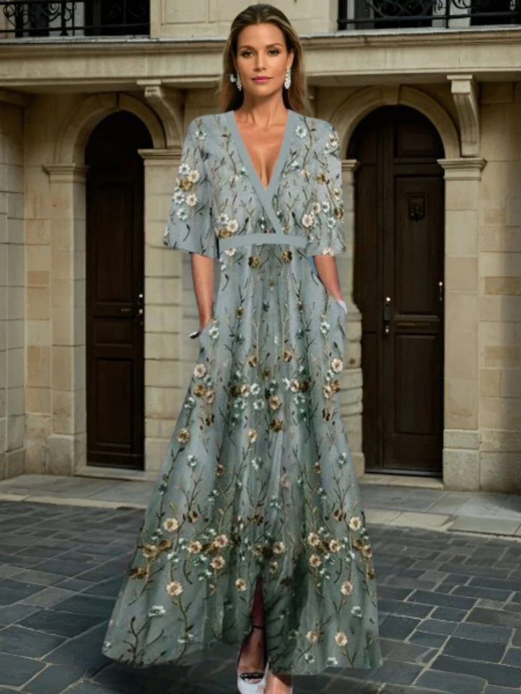 Serenya | Embroidered Maxi Dress