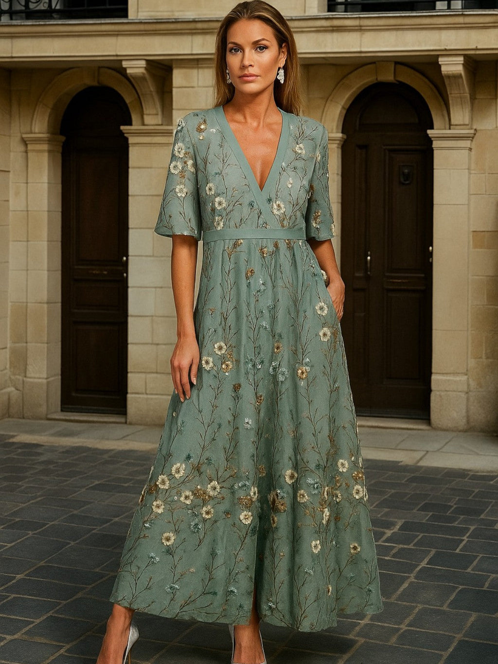 Serenya | Embroidered Maxi Dress