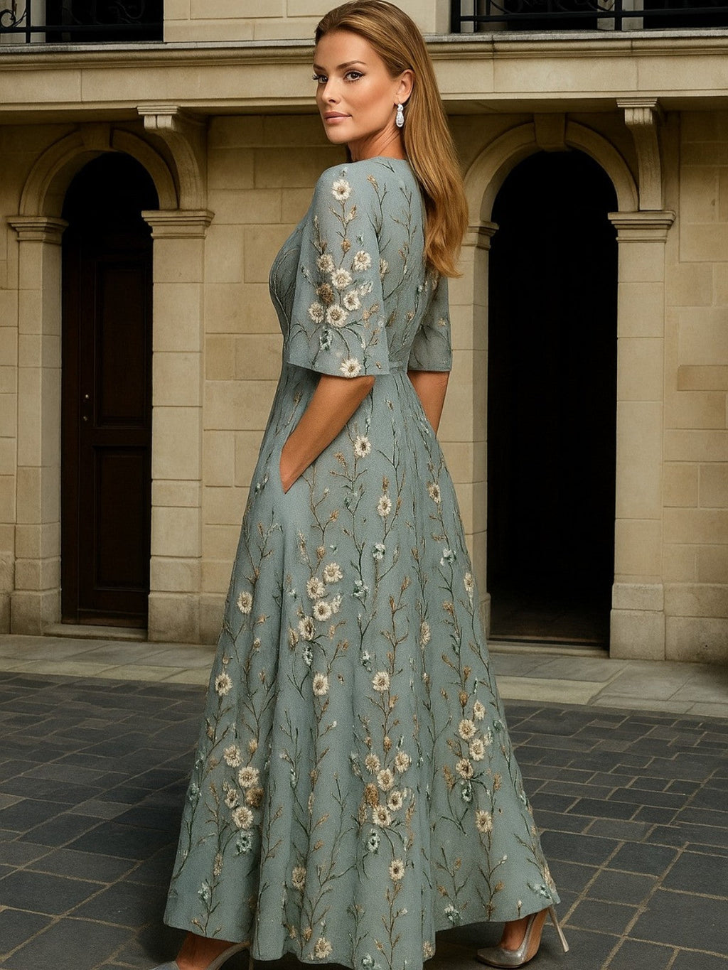 Serenya | Embroidered Maxi Dress